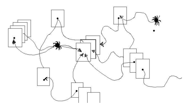 In this image, the spider is crawling and indexing a webpage.