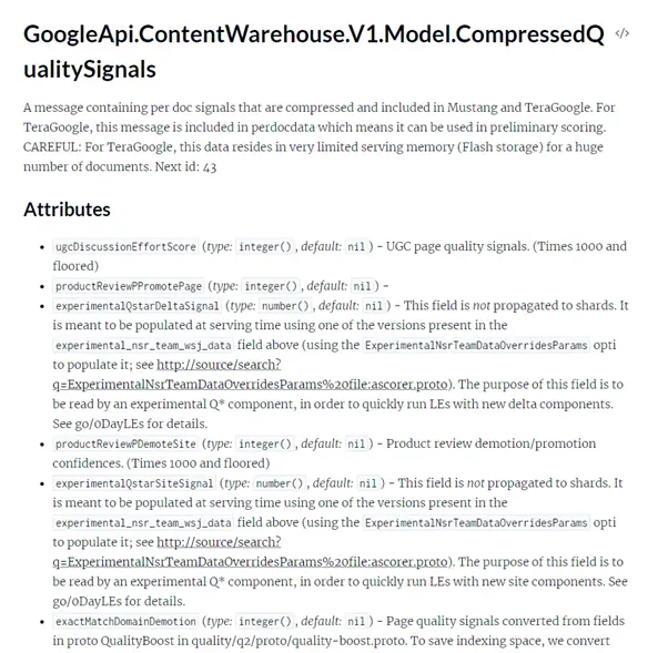 google api content warehouse